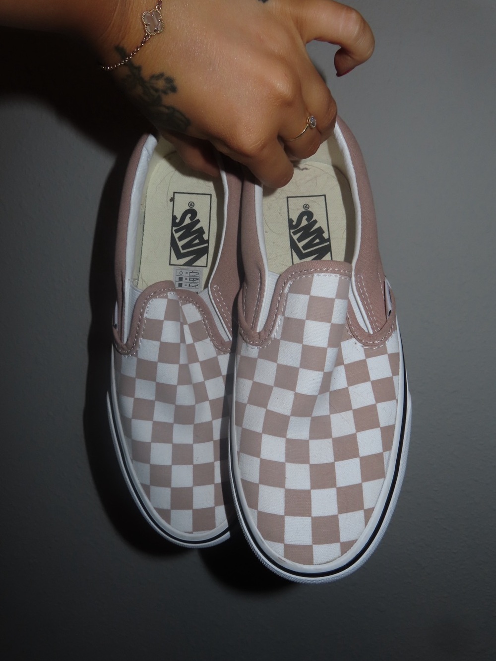 Vans Kids Slip-On Checkerboard Sneakers - Beige & White